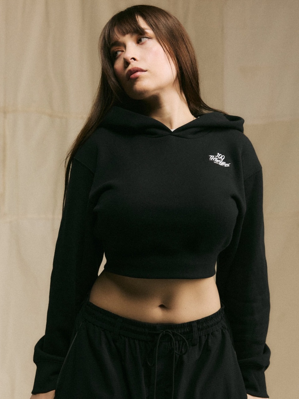 💥 100 Thieves Women's Foundations Cropped Hoodie